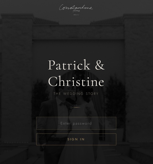 Private Seenema client gallery password screen
